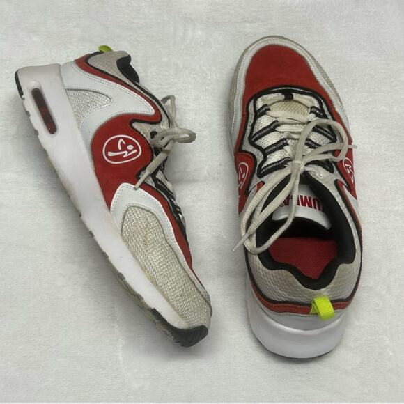 Zumba Air Lo Lace Up Sneaker Shoe Leather Textile Upper White Red Womens Size 11 - Picture 1 of 8